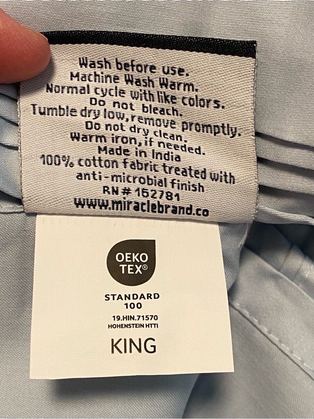 Miracle Made 100% Cotton King Sheet Set Sky Blue Brand New - Picture 4 of 7
